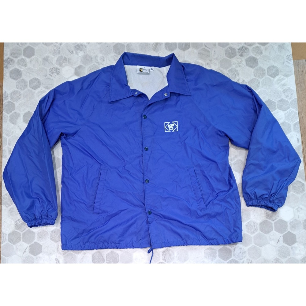 Kfc Snap Front Vintage Nylon Bomber Jacket Made USA Mens XLarge Cotton Lined
